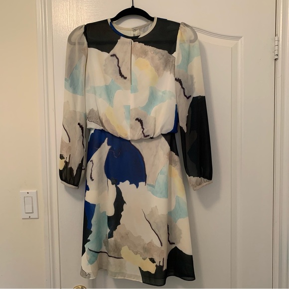 Reiss - Neave Watercolour Long Sleeve Dress (Size US 2/ UK 6) - Picture 5 of 9